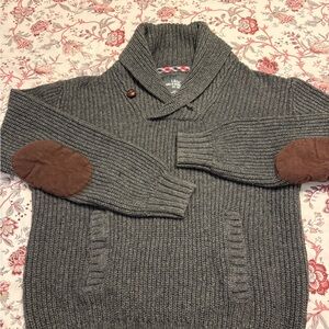 Men's Fisherman Sweater in Gray with Brown Accents